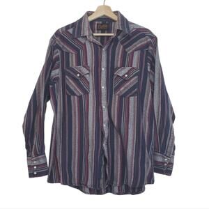 Plains Western Wear | Striped Snap Front Soft 100% Cotton Flannel Cowboy Shirt